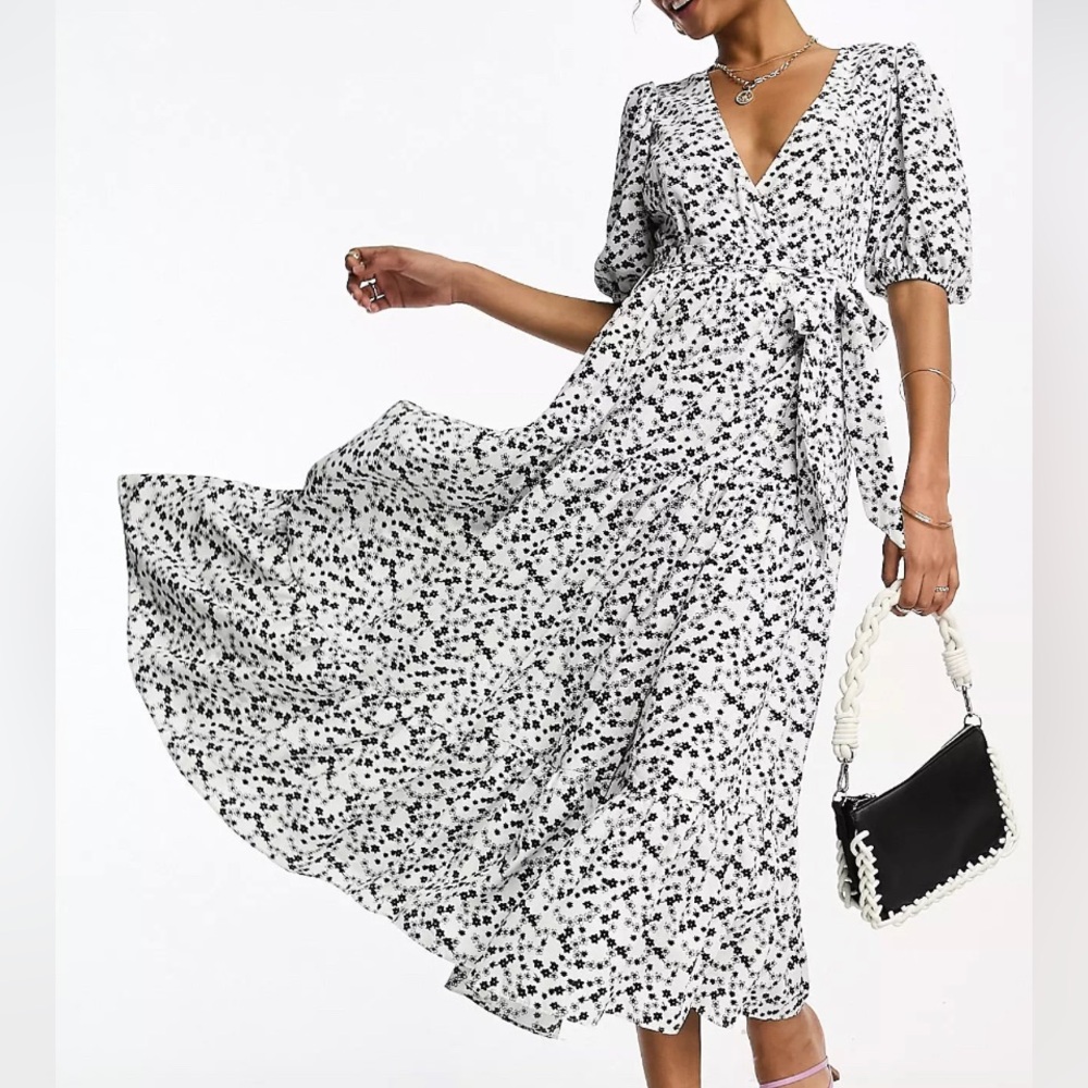 ASOS Glamorous short sleeve tie waist wrap dress